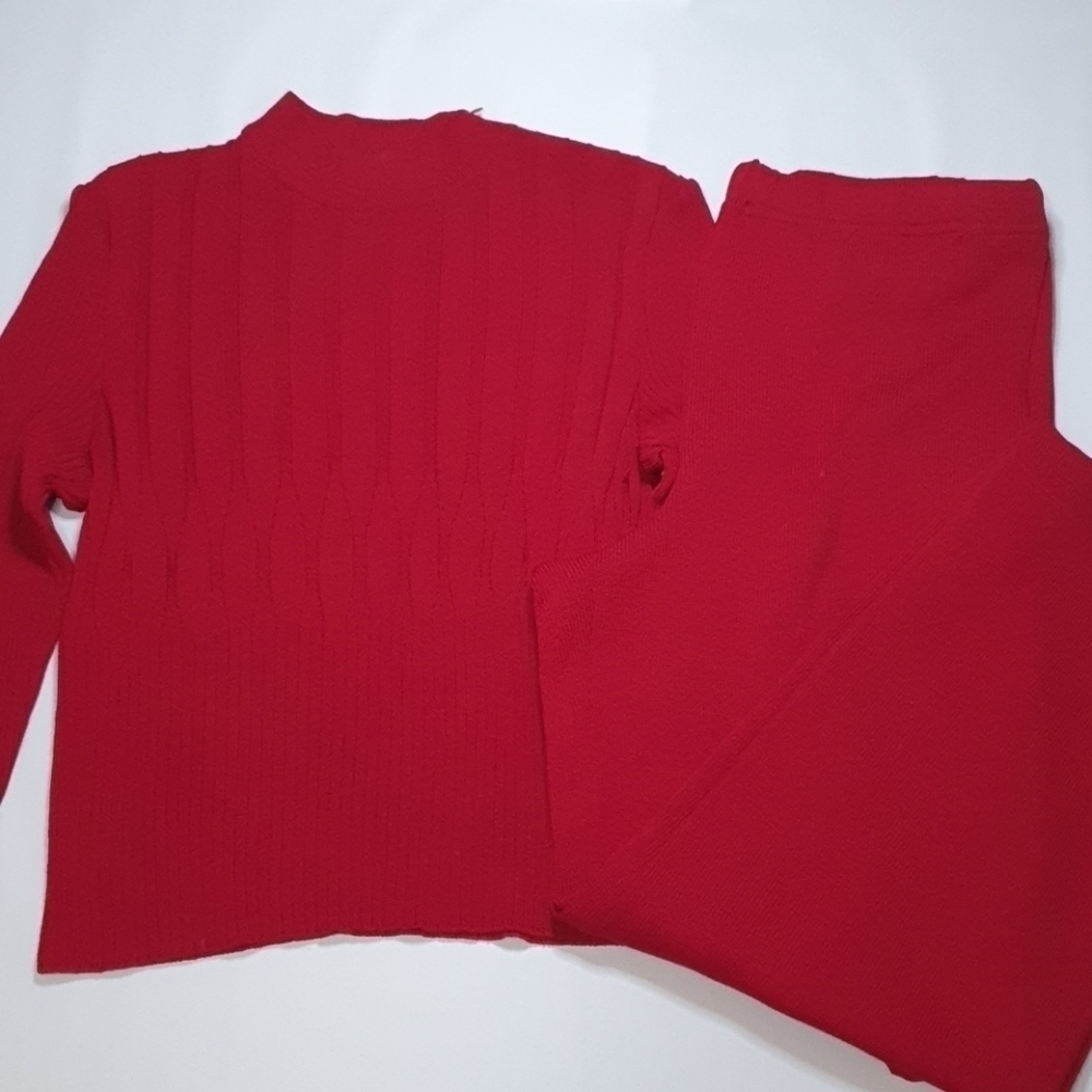 St John Turtle Neck Ribbed Top and Pants Set